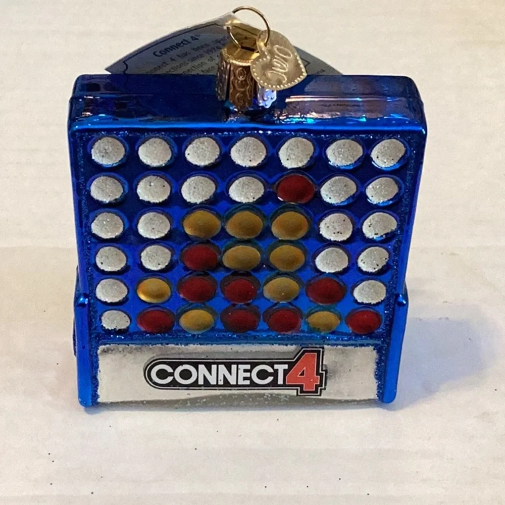 Old World Christmas ‘Connect4’ Game Glass Ornament New With Tags Never Displayed